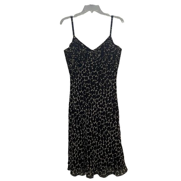 Ann Taylor Silk Dress Womens Size 8 Brown Cream Giraffe Animal Safari Cheetah - Picture 1 of 6